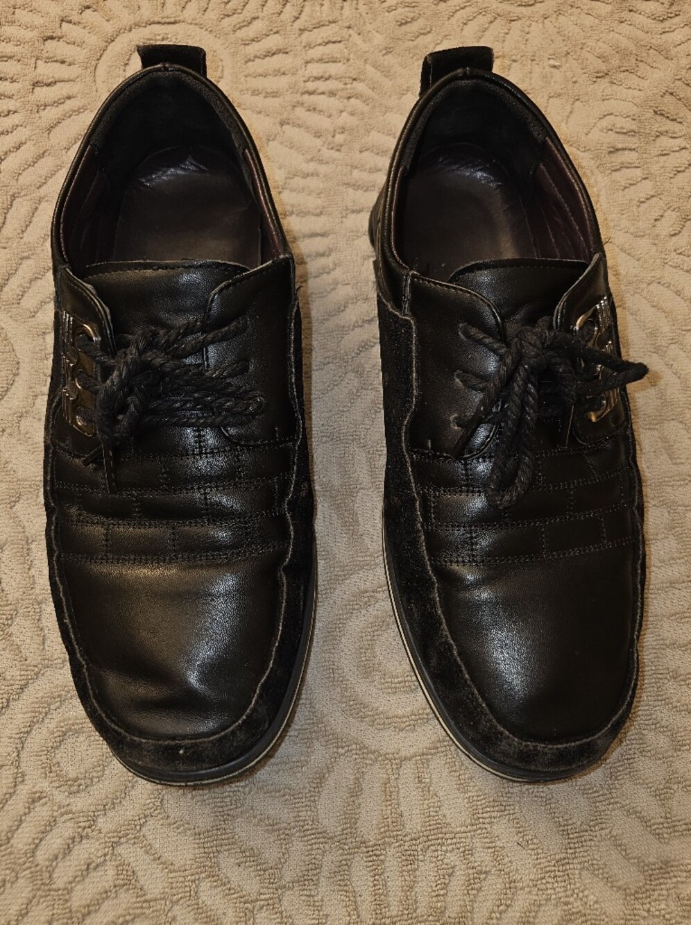 Crosby Men’s Size 9 Black Leather Velvet Lace-Up Oxford Shoes